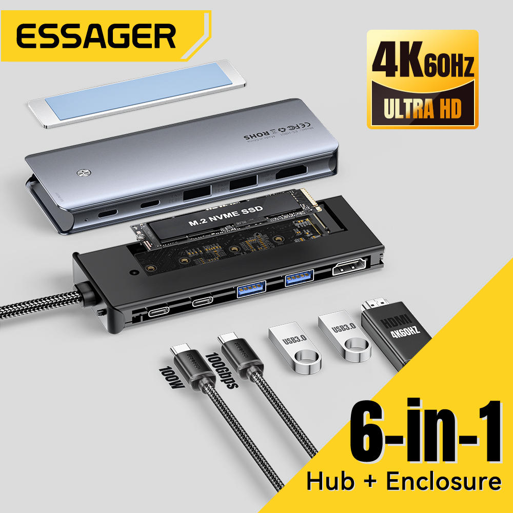 Essager USB C Hub con carcasa  - Ssd Hard Drive reseña y precio